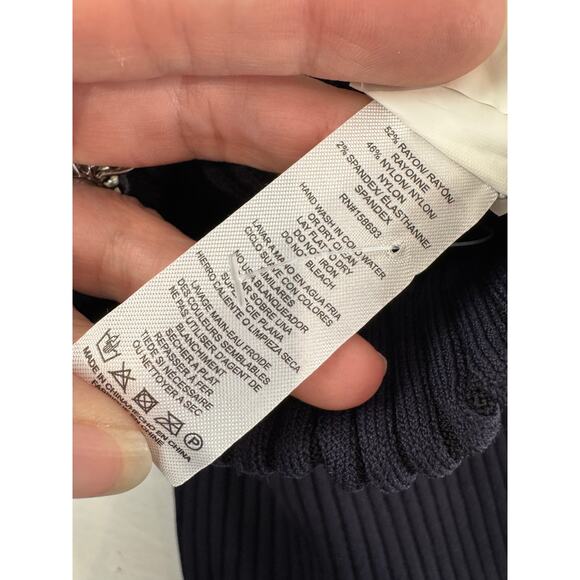 Nicholas Nixie Plaited Midi Skirt XS Ink Black Ribbed Knit High Waist Slit New - Picture 10 of 13